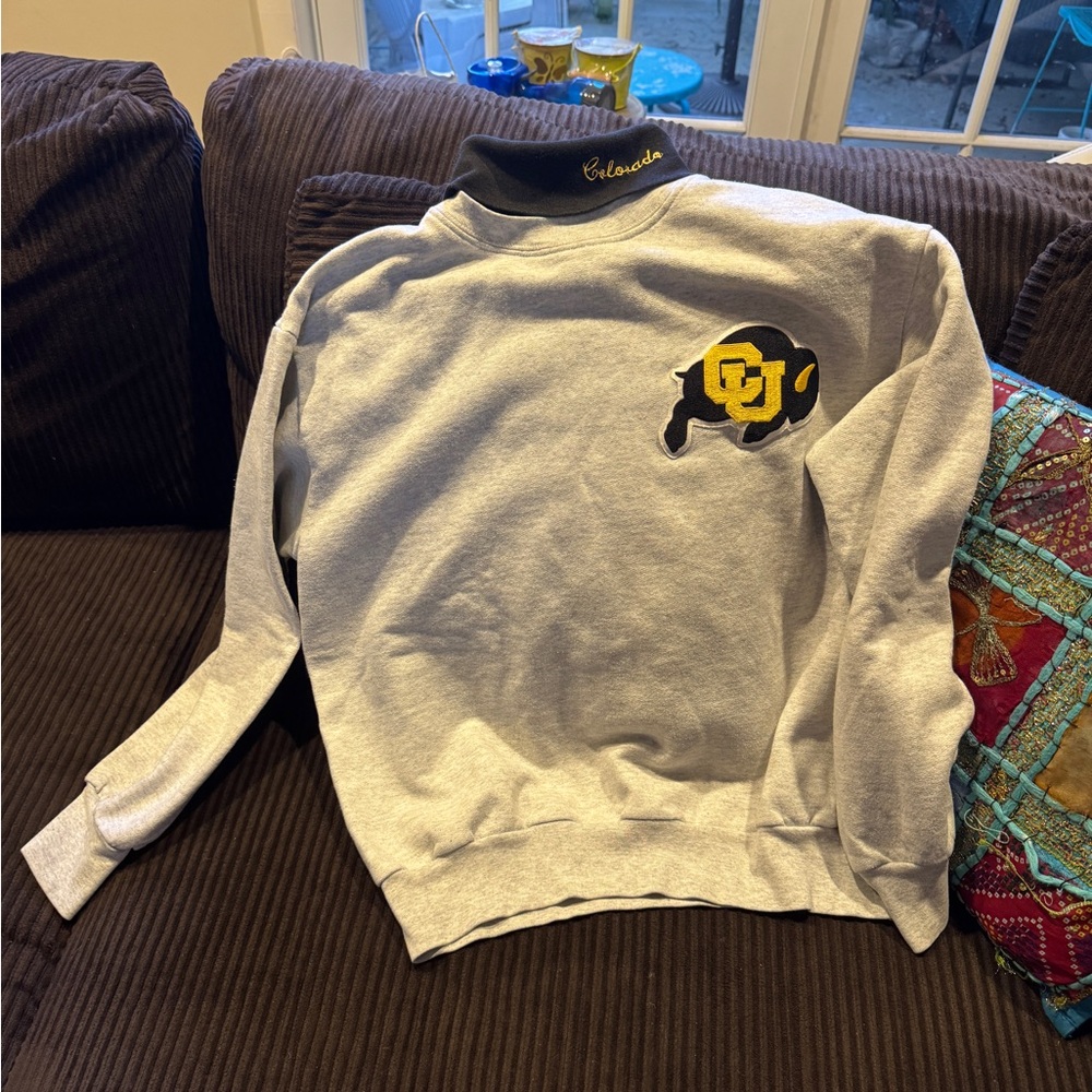 Majestic Gray Sweatshirt with Black and Gold Logo